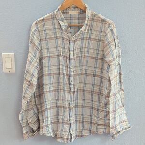 CP Shades Linen Plaid Button-Up Shirt